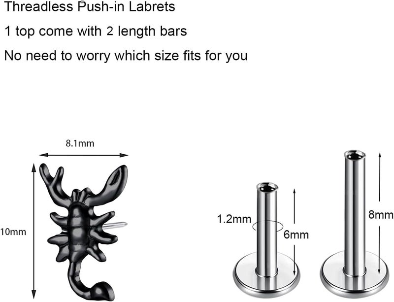 TOMIDES 1Pcs G23 Titanium Flat Back Earrings Studs 16g F136 Implant Grade Titanium Labrets Press Fit Threadless Push In Dainty Cartilage Helix Conch Lobe Lip Tragus Piercing Jewelry - Image 2